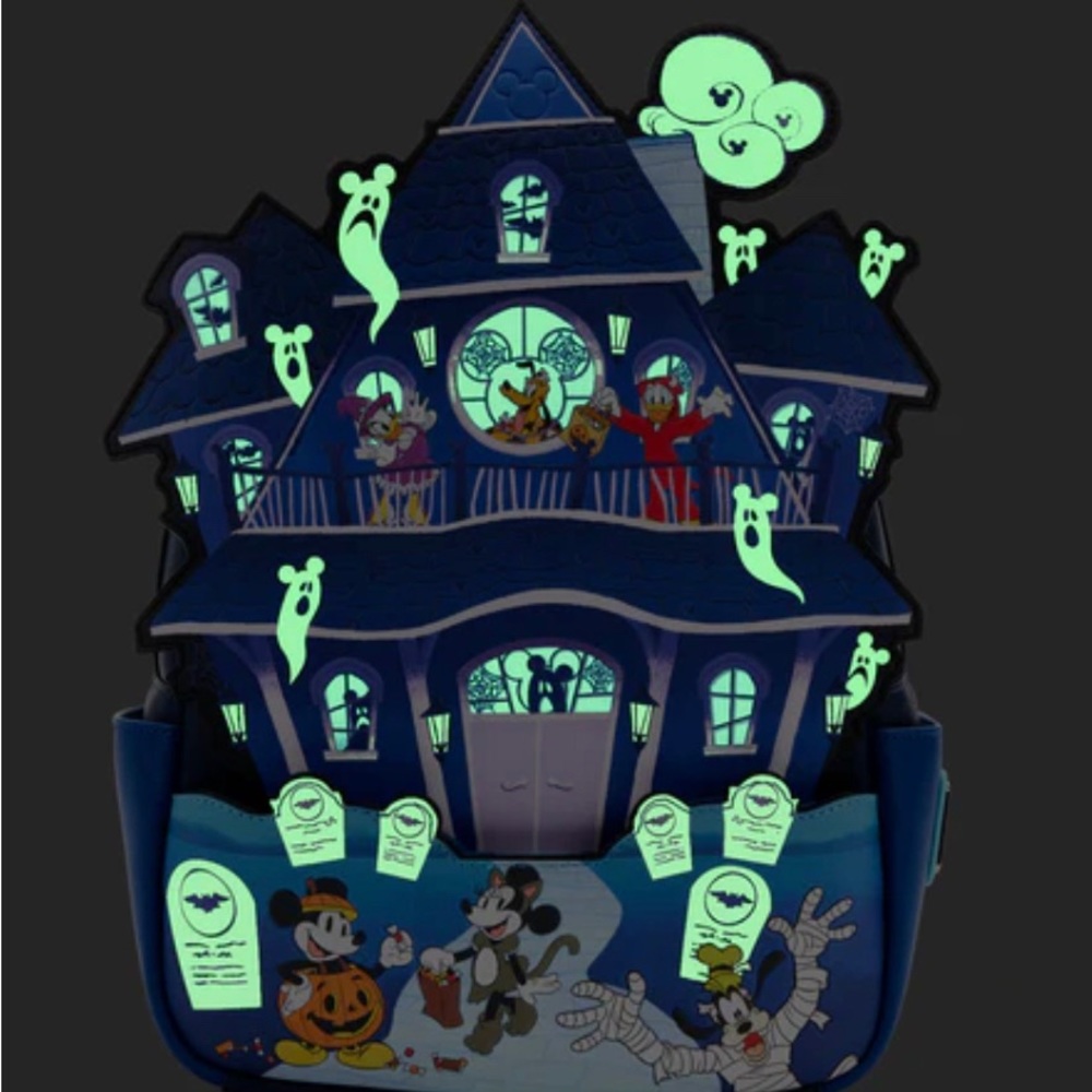 LOUNGEFLY EXCLUSIVE - Mickey and Friends Halloween Glow Haunted House Backpack